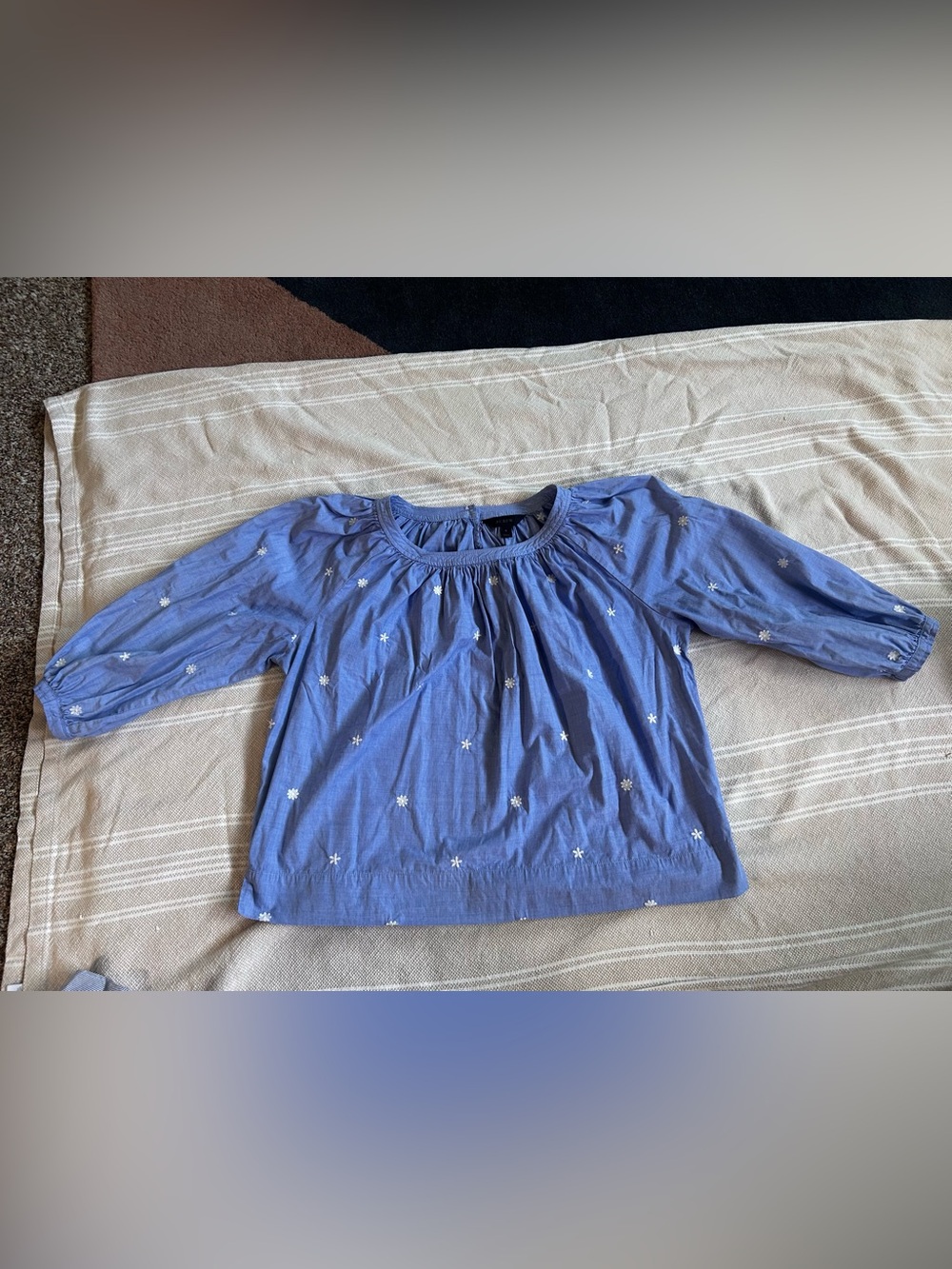 J. Crew Blue Embroidered Cotton Blouse. Like New Size Small